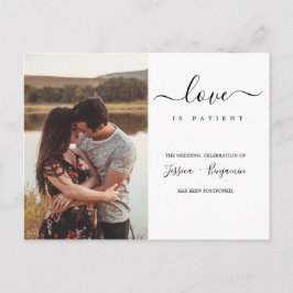 Minimale Foto Hochzeit Postponement Liebe ist Pati Postkarte