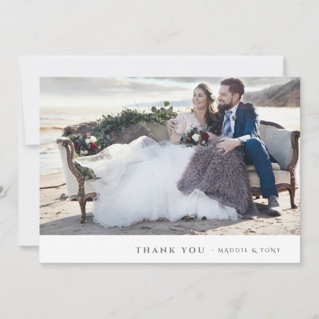 Minimale Foto Hochzeit Vielen Dank Flachkarte (Vorderseite)