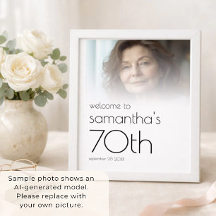 Minimale Foto-Overlay-Willkommensparty zum 70. Geb Poster
