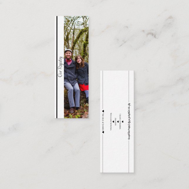 Minimale Foto-Registrierung für Hochzeiten Mini Visitenkarte (Vorne/Hinten)