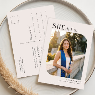 Minimale Fotocollage-Abschlussanzeige Postkarte