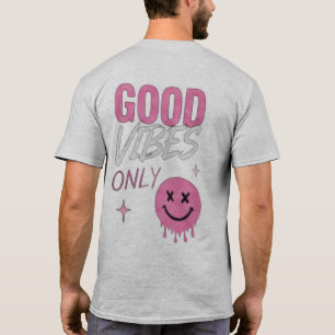 Minimale Front-Logo-Hinterdruck-T-Shirt   Gute Vib T-Shirt