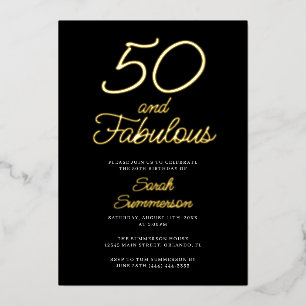 Minimale Fünfzig Fabelhafte Schwarze 50. Geburtsta Folieneinladung