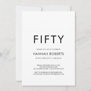 Minimale Fünfzig und Fabelhafte 50. Geburtstagsfei Einladung