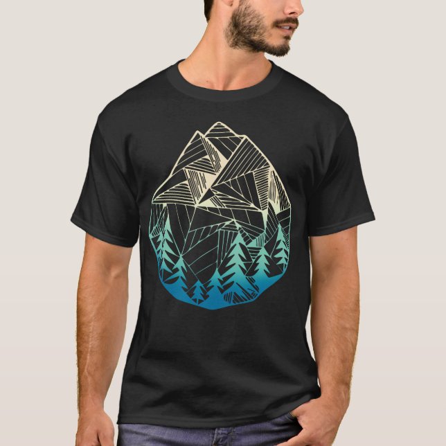 Minimale Gebirgsgeometrie Außenwanderung T-Shirt (Vorderseite)