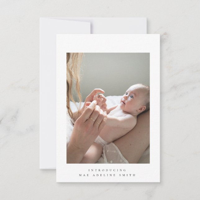 Minimale Geburtsankündigungskarte RSVP Karte (Vorderseite)