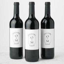 Minimale geometrische Monogramm mit Kalligrafie Weinetikett