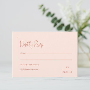 Minimale geometrische Pfirsichkunst Moderne Hochze RSVP Karte
