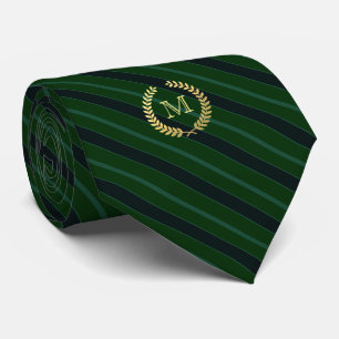 Minimale gerahmte Marine des Goldmonogramm-Grün-  Krawatte