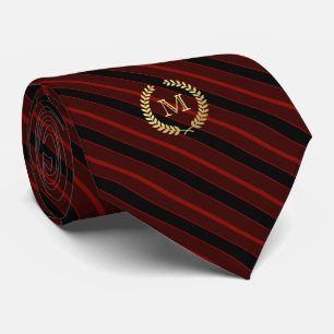 Minimale gerahmte Marine des Goldmonogramm-Rot-  Krawatte