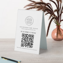 Minimale Geschäftslogo-Scan-QR-Code-Tischkarte