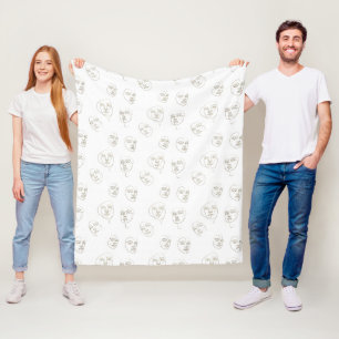 Minimale Gesichtslinienzeichnung einer Frau (1) Fleecedecke