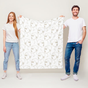 Minimale Gesichtslinienzeichnung einer Frau (2) Fleecedecke