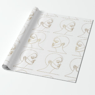 Minimale Gesichtslinienzeichnung einer Frau (4) Geschenkpapier