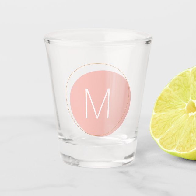 Minimale Gestaltung des Circle Monogram in Rosa Schnapsglas (Vorderseite)