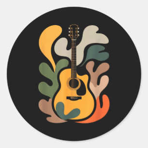 Minimale Gitarre Abstrakte Kunst Lustiger Musiklie Runder Aufkleber