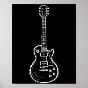 Minimale Gitarre Line Art Lustiger Musikliebhaber Poster