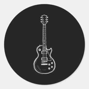 Minimale Gitarre Linienkunst Lustiger Musikliebhab Runder Aufkleber