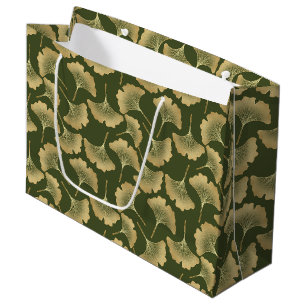 Minimale Gold-Ginkgo-Muster Große Geschenktüte