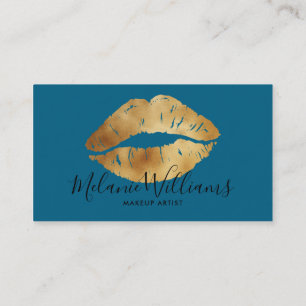 Minimale Gold Lips Business Card für Makeup Artist Visitenkarte