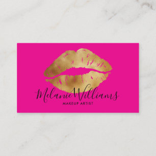 Minimale Gold Lips Business Card für Makeup Artist Visitenkarte