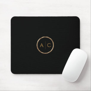 Minimale Gold-Monogramm auf SCHWARZ Mousepad