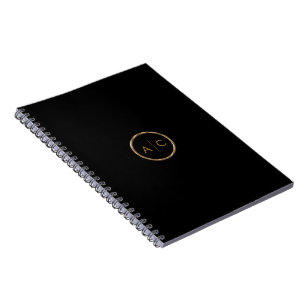 Minimale Gold-Monogramm auf SCHWARZ Notizblock