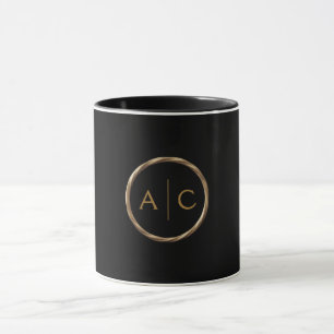 Minimale Gold-Monogramm auf SCHWARZ Tasse