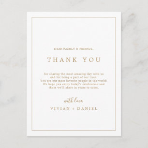 Minimale Gold-Typografie-Dankeskarte für den Empfa Postkarte