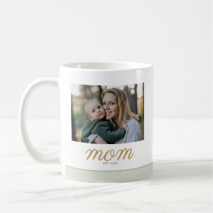 Minimale Gold- und Salbeigrün-Mom-Established-Foto Kaffeetasse