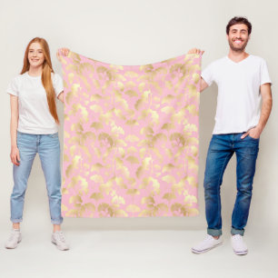 Minimale Goldblattmuster auf weichem rosa Hintergr Fleecedecke