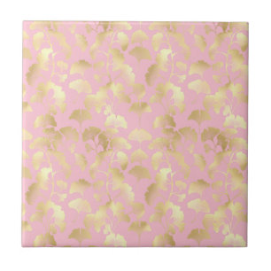 Minimale Goldblattmuster auf weichem rosa Hintergr Fliese