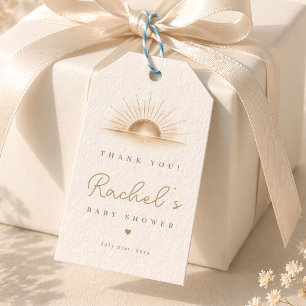Minimale goldene Sonne neutrale Babyparty Dankesch Geschenkanhänger