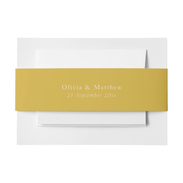 Minimale Goldtext-Klassik-Hochzeitstasche Einladungsbanderole (Vorderseite Beispiel)