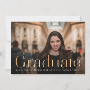 Minimale Graduate Landscape Foto Imitate Gold Einladung