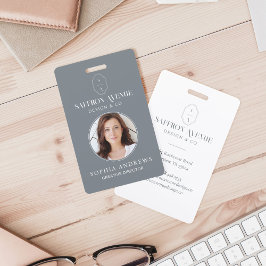 Minimale graue ID für Monogramm-Logo und Foto Ausweis