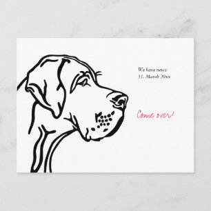 minimale Great Dane-Zeichnung Ankündigung Postkarte