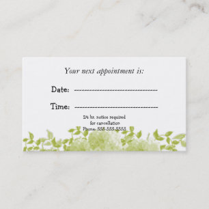 Minimale Green Floral Medical Appointment Card Terminkarte