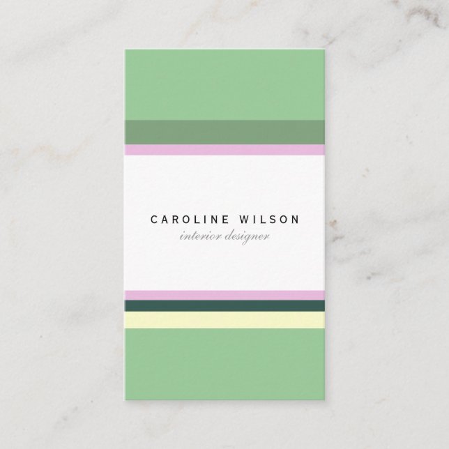 Minimale Green pink lines colorful elegant classy Visitenkarte (Vorderseite)