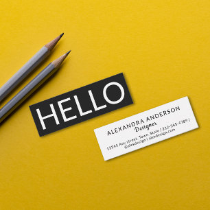 Minimale große Typografie Hallo Elegant Moderne Mini Visitenkarte