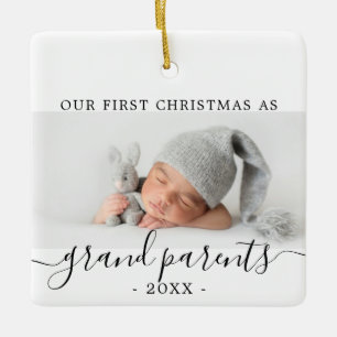 Minimale Großeltern erste Weihnachten mit Foto Keramikornament