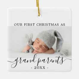 Minimale Großeltern Weihnachten zuerst mit Foto Keramikornament