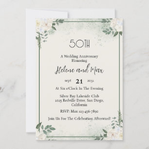 Minimale Grün-Hochzeit-Jubiläumseinladungen Einladung