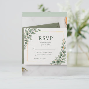 Minimale Grün RSVP-Karte, Botanische Hochzeitsantw RSVP Karte