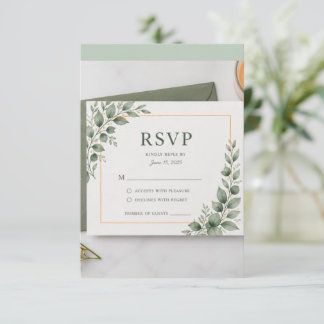 Minimale Grün RSVP-Karte, Botanische Hochzeitsantw RSVP Karte