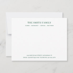 Minimale grüne Familienname-Stationery Mitteilungskarte
