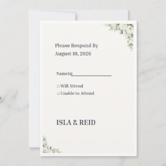 Minimale Grünpflanzen-Hochzeit-RSVP-Karte | Elegan Einladung