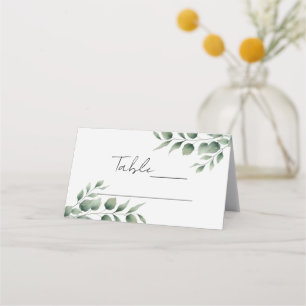Minimale Grünpflanzen Moderne Weiße Hochzeit Platzkarte