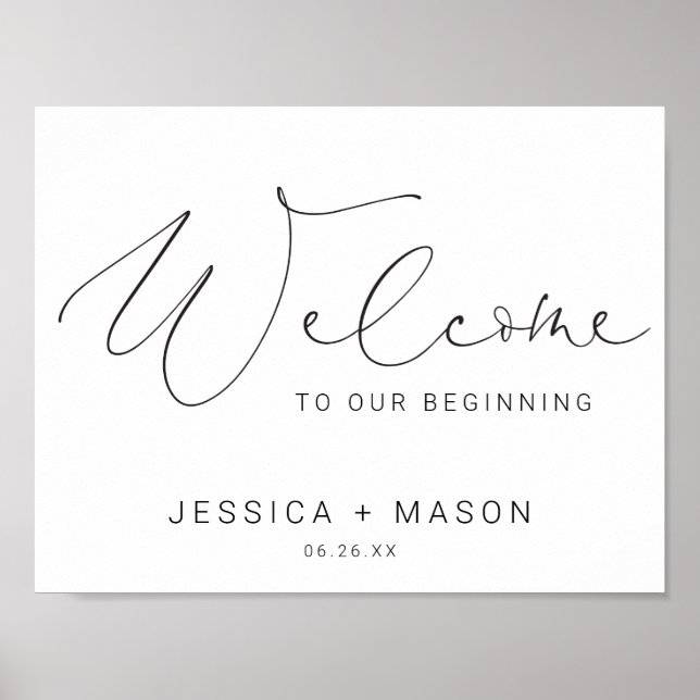 Minimale Hand Hochzeit Begrüßungspapier Poster (Vorne)