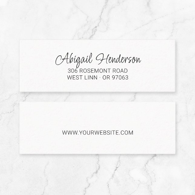Minimale Handgeschriebene 10a | Mini-Visitenkarte Mini Visitenkarte (Elegant quiet luxury typography mini business card - minimalist modern script business essentials.)